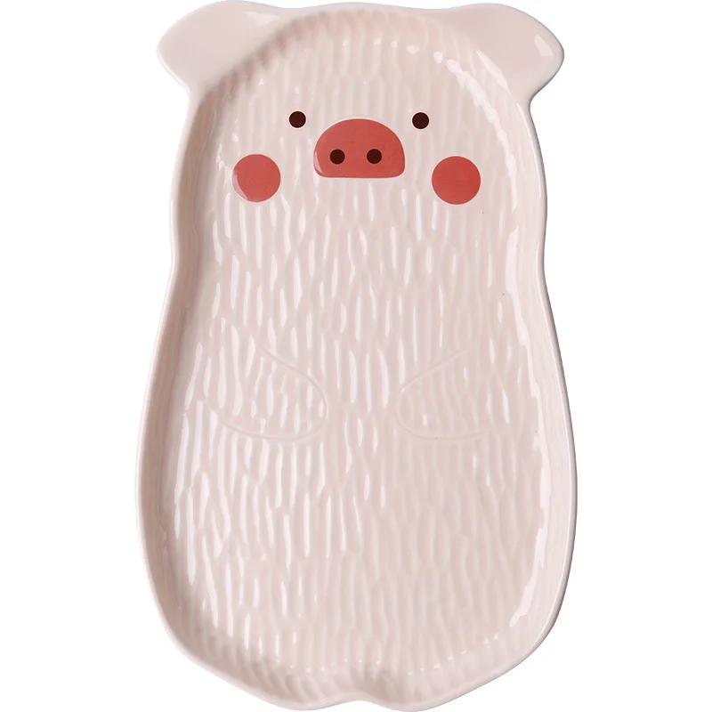 Korean Style Ceramic Household Tableware,Cute Rabbit Dish,Dim Sum Dish,Rice Bowl,Fruit Bowl,Salad Flavor Dish,Specialty Plates