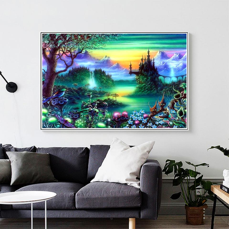 5D DIY Ζωγραφική με Διαμάντια Τοπίο Εικόνα Στρας Σταυροβελονιά Κιτ Στρογγυλό Διαμάντι Κέντημα Ψηφιδωτό Διακόσμηση Δώρο