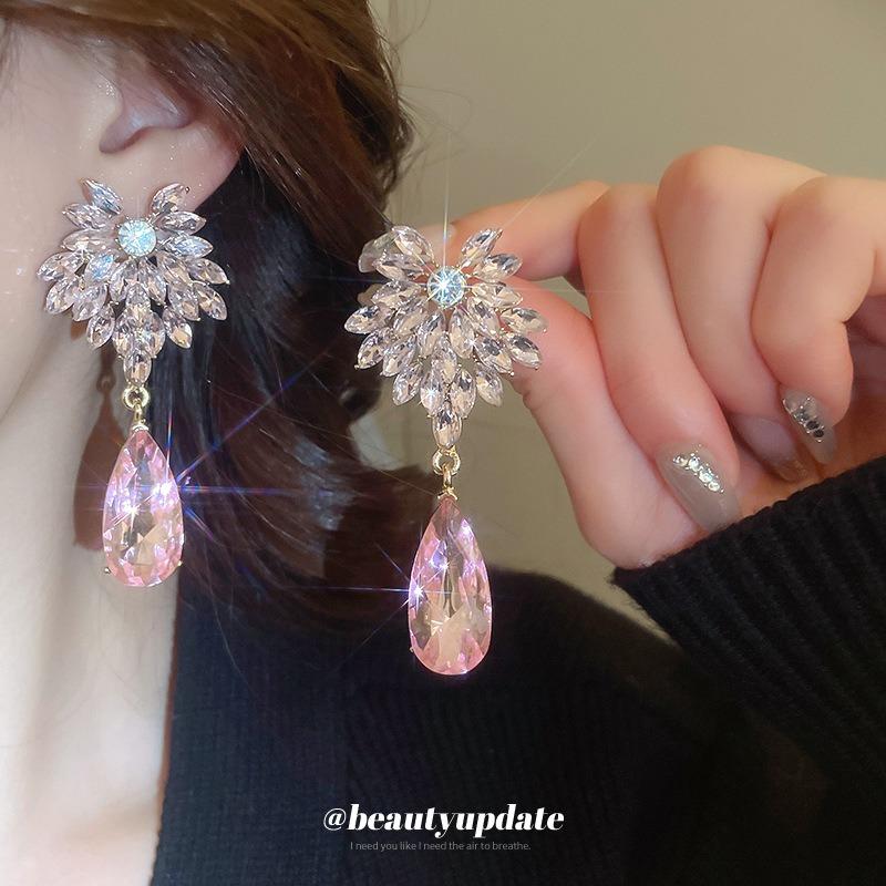 Silver Needle Diamond Drop Earrings Women's Niche Exaggerated Design Earrings Earrings Fashion Temperament Earrings Light Luxury High Sense