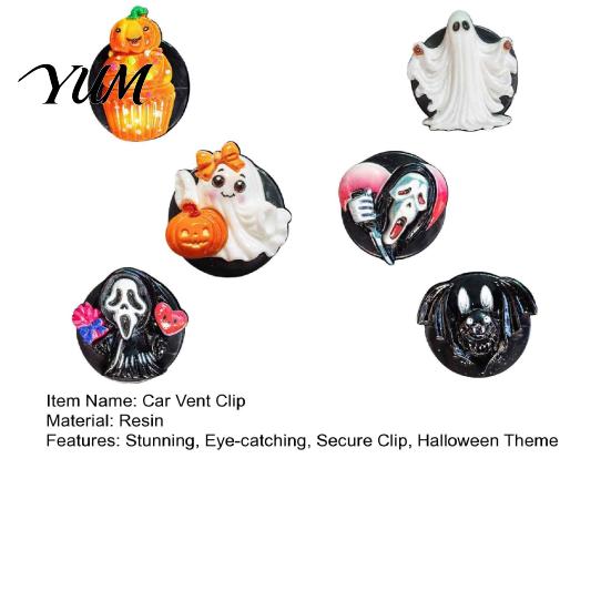 Festive Car Accessories for Halloween 6 Pcs Air Vent Clips, Cute Pumpkin Ghost Grim Reaper Bat Decorative Auto Fresheners Freshener Charm, Automotive