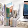 Transparent Book Stand and Storage Rack with Bookshelf Bookends