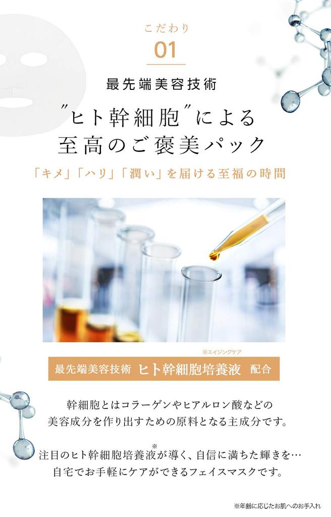 STAY FREE Premium Face Mask 30P Face mask containing human stem cell culture serum HITO-KAN (BOX) / (3 masks)