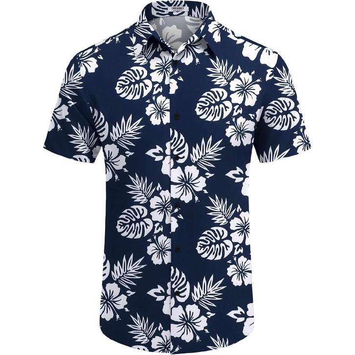 Mens Hawaiian Shirt Short Sleeve Button Down Shirts Tropical Floral Summer Beach Shirts