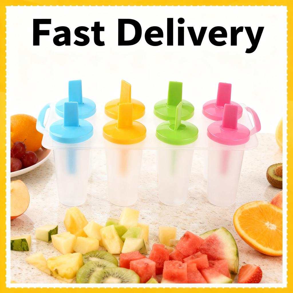 High-end 8 Cell Silicone Ice Cream Popsicle Mold With Handle Summer Tray Children's Mold Cream Mold Cream Ice Maker Ice Tool 6