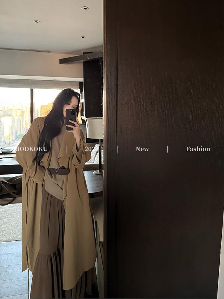 MODKOKU Knit Maxi Sweater Dress with a Korean Perfect for Office Workers and Long Size M Women's Waistband, Elegant, Sweet, Style, Feminine, Elegant,