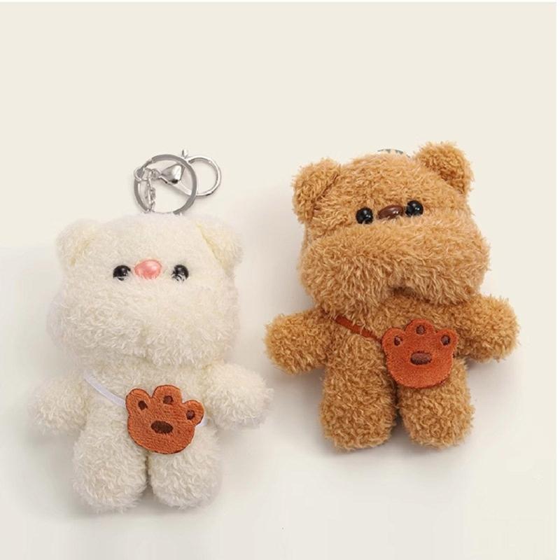 Cute Plush Bear Charm Keychain Soft Stuffed Ornament Keyring Lovely Pendants Decoration for Purse Bag Backpack Handbag