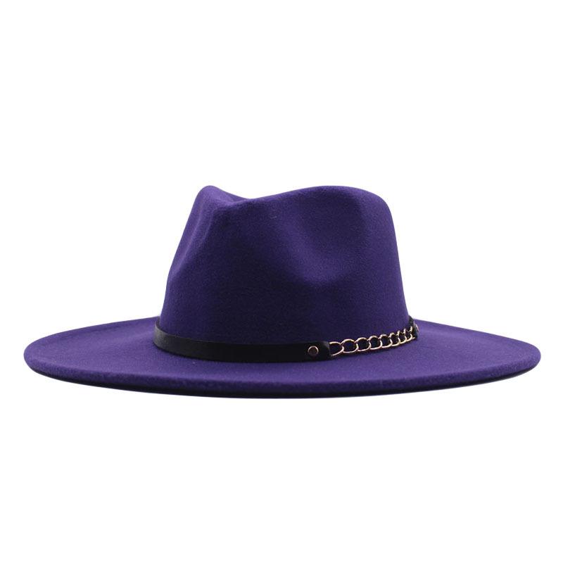 European and American Big-brimmed Jazz Hat, Autumn and Winter Men's and Women's British Woolen Hat, Convex Top Felt Top Hat