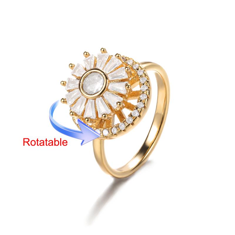 Vierblattklee Drehbare Angstringe für Frauen Goldfarbe Verstellbarer Edelstahl Ehering Ästhetischer Schmuck Geschenk anillos
