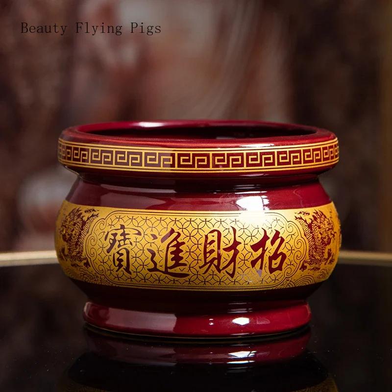 Retro Nostalgia Ceramic Incense Burner Home Furnishing Buddha Hall Offering Guanyin Incense Burner Zen