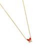 Red Butterfly Zircon Necklace in Stainless and Titanium Steel, 18K Gold-Plated, Colorfast, European-American Style for Women.