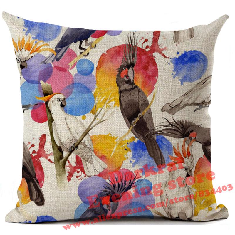Bird Cushion Cover Macaw Owl Parrot Pillow Cover Living Room Sofa Car Decor Throw Pillows Home Decoration Pillowcase 45X45Cm