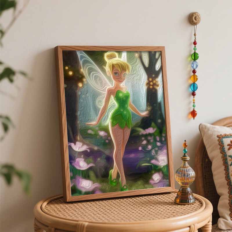 Disney digital oil painting Tinkerbell diy coloring handpainted handpainted filling home decoration gift, 130 characters precisely.