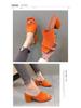 2024 Women's Fashion Chunky Heel Knit Wool Square Toe Sandals & Slippers