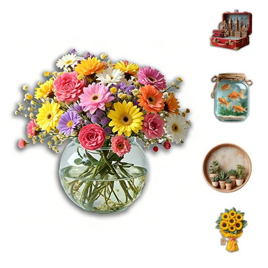 2D Acryl Kühlschrankmagnet London Goldfisch Topfpflanzen Sonnenblumenstrauß Kühlschrankmagnet Haus Küche Schrank Spind Dekoration