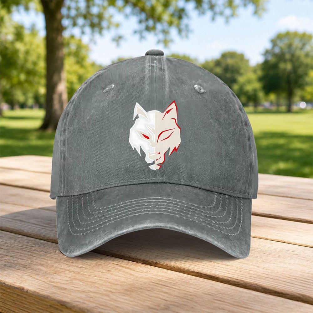 Classic Wolf Head Pattern Washed Baseball Cap Unisex Casual Dad Hat Retro Sports Street Wear
