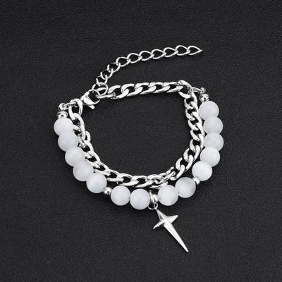 Titanium Steel Bracelet Cat's Eye Stone Bracelet Double Layer Light Luxury Couple Jewelry Bracelets