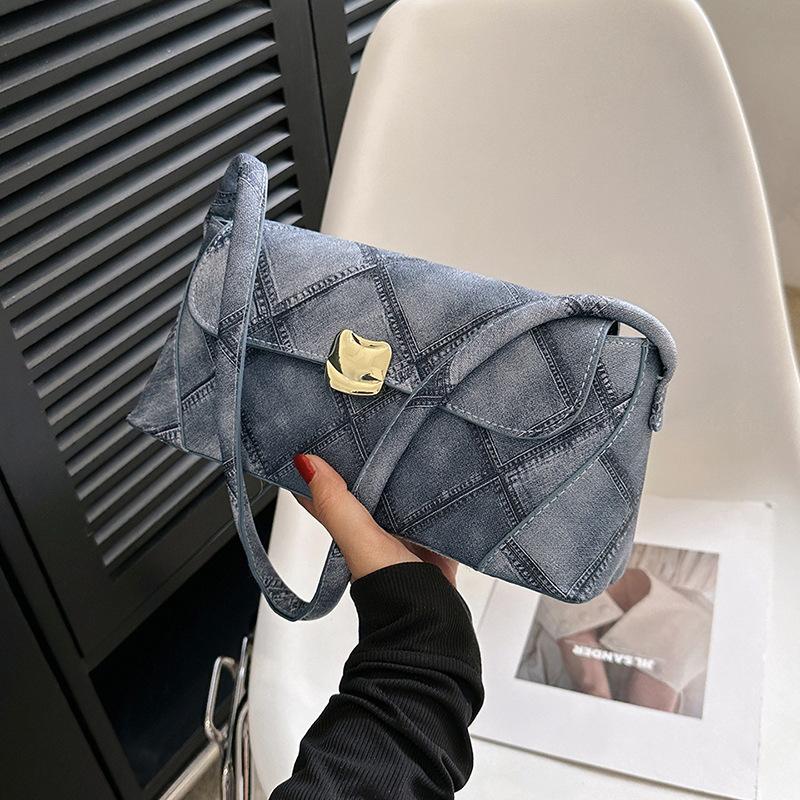 Retro Plaid Underarm Bag New Women's Exquisite Lock Buckle Texture Small Square Bag Casual Fashion Versatile Shoulder Bag