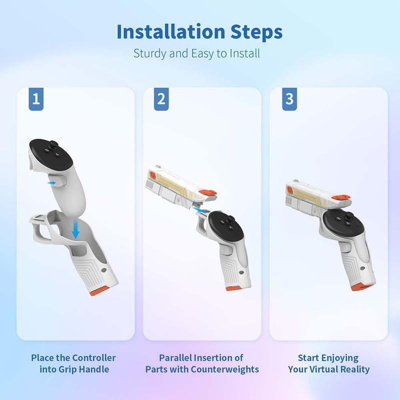 AMVR 1Pair VR Shooting Grip Holder for Oculus Quest 3/3S Controller Game Handle Mount Bracket Gaming Accessories
