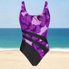 One-piece Color-blocked Floral Pattern Tight-fitting European and American Swimsuit for Women, Sexy and Fashionable