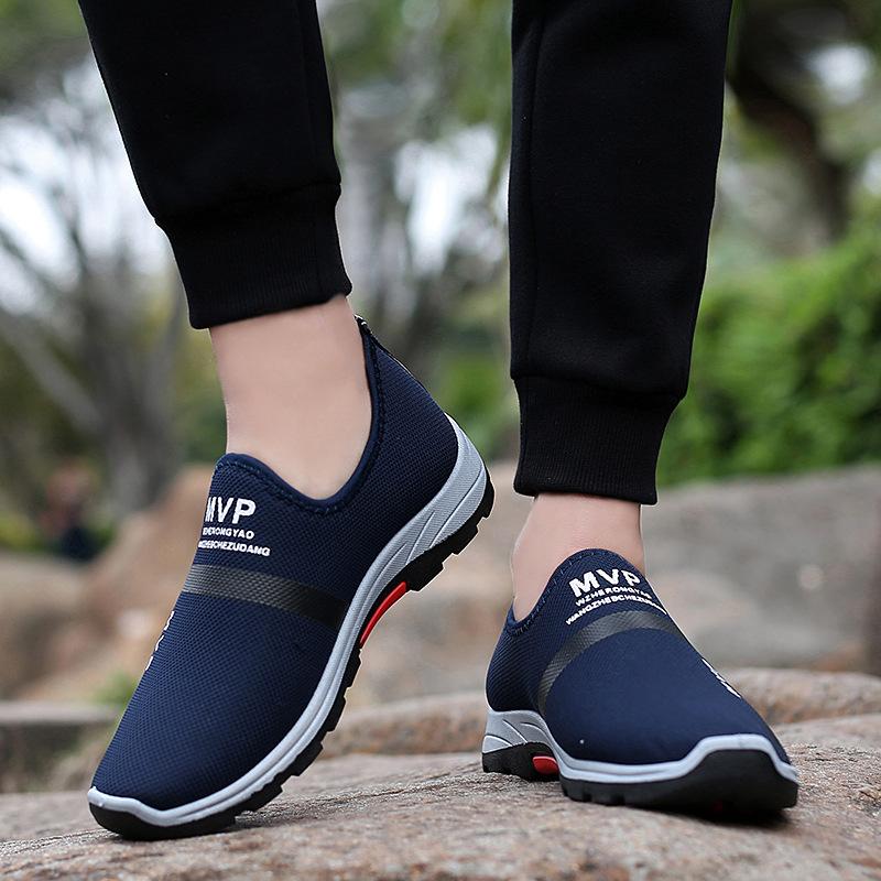 Fashion Summer New Men Sneakers Fashion Breathable Slip On Casual Walking Shoes Black Mesh Lightweight Plus Size Sports Running Shoes
