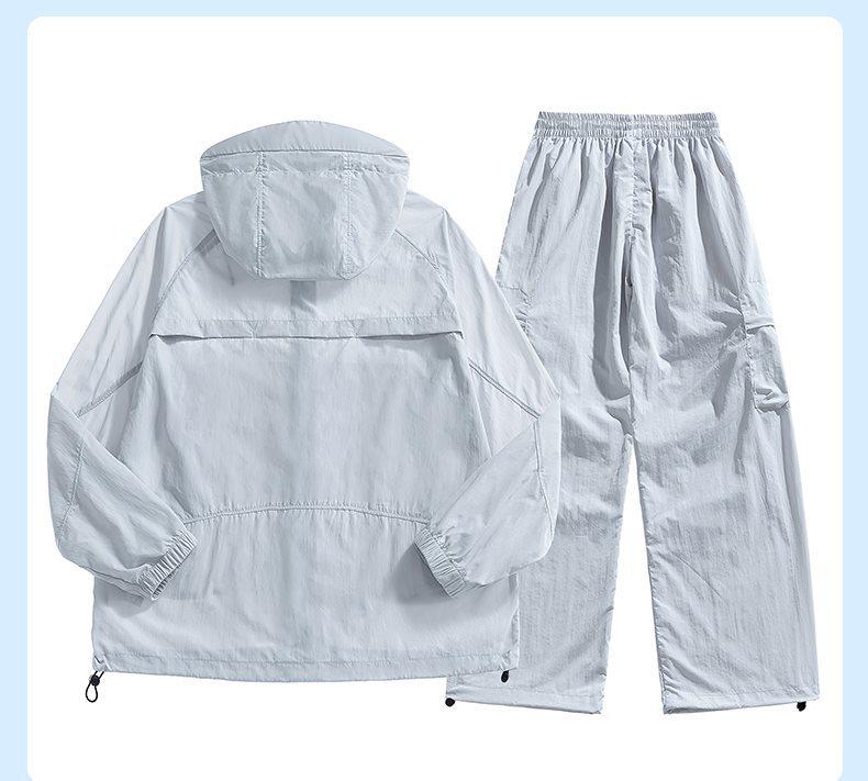 Atmungsaktives Sommer-Paar-Set: Ultra-dünner Eis-Seiden-Sonnenschutz-Hoodie & Hose