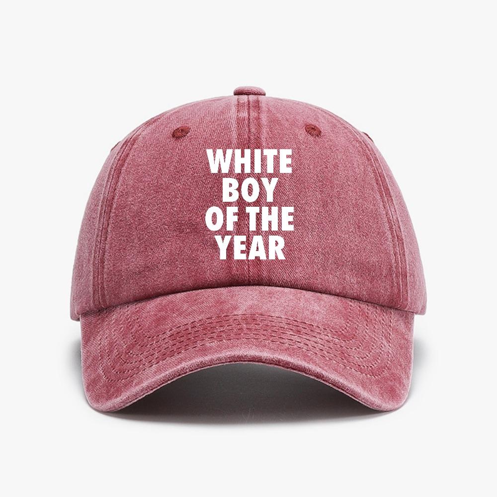 WHITE BOY OF THE YEAR cool Baseball Cap Retro Summer Women Unisex Clothes Girl Distressed Washed hats