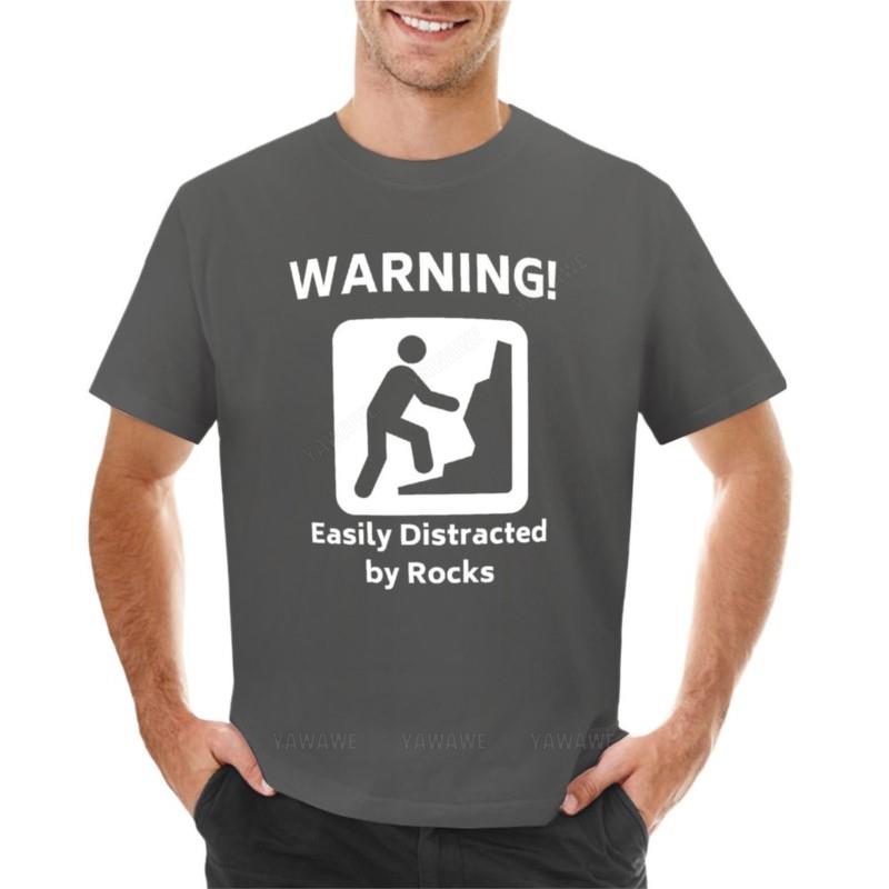 Предупреждение! - Легко отвлекаюсь на камни - Забавная футболка по геологии Футболка футболка мужчина милые топы черные футболки для мужчин 4XL