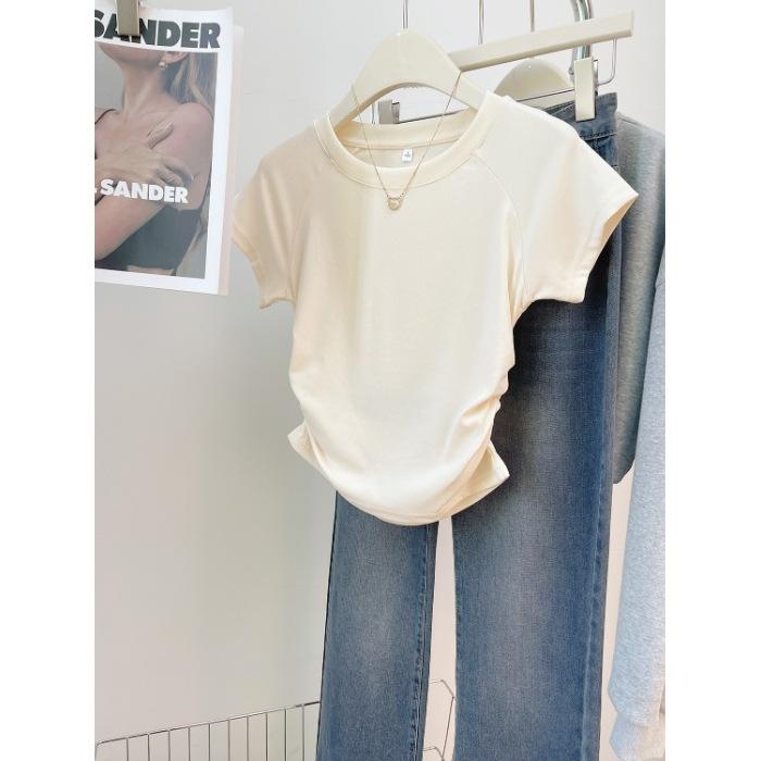 

Special offer g refined cotton × shoulder-plugged slim-fitting short-sleeved t-shirt for women s summer spice, backless and thin top 2XL