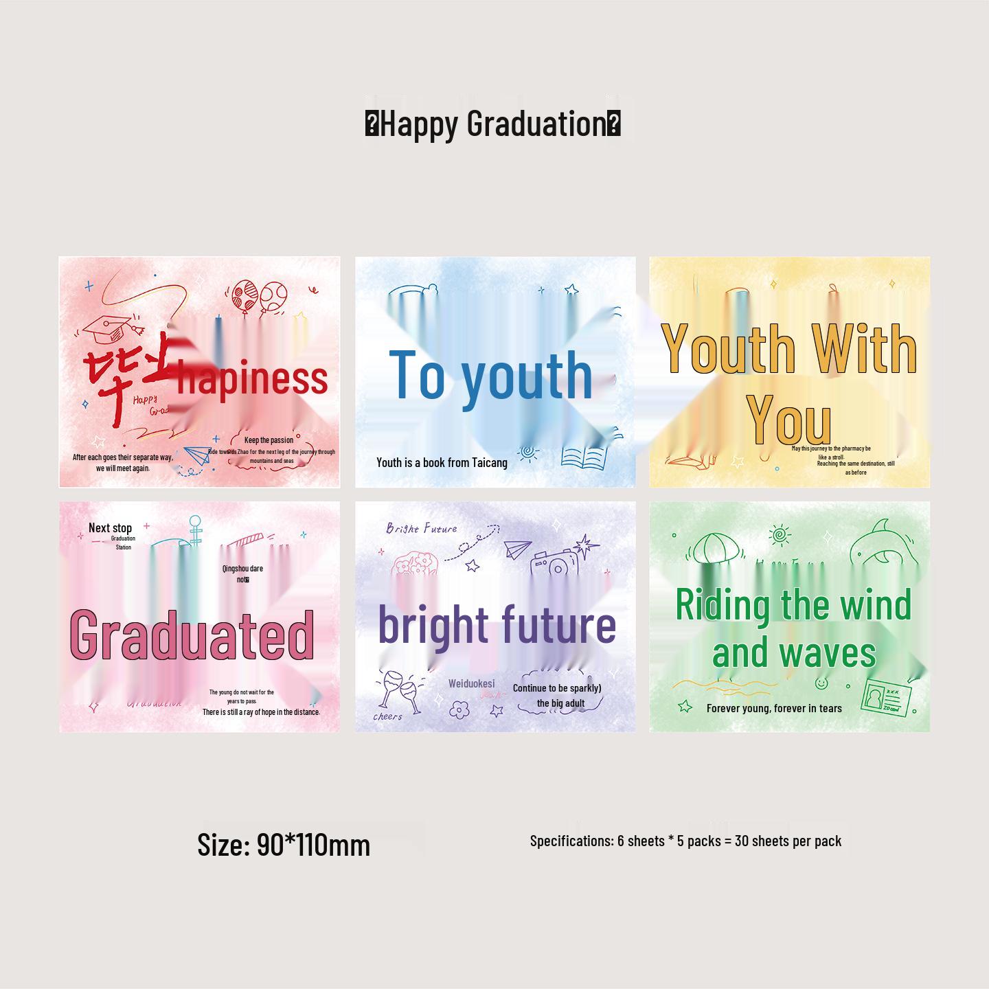 Graduation Greeting Card: Handwritten Message for Classmates - Commemorative Gift Graduation Card - 1 pack, 30 pcs