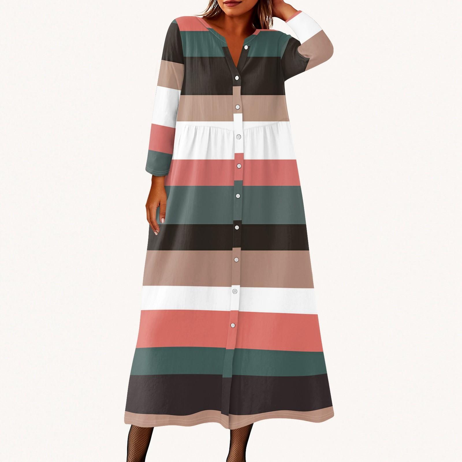 

Женское модное платье-рубашка свободного кроя с принтом, круглым вырезом и рукавами семь четвертей на пуговицах XL арбуз красный