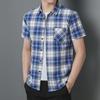 Men's Summer Plaid Cardigan Shirt - Short-Sleeve, Korean Style, Non-Iron Casual Lapel Top