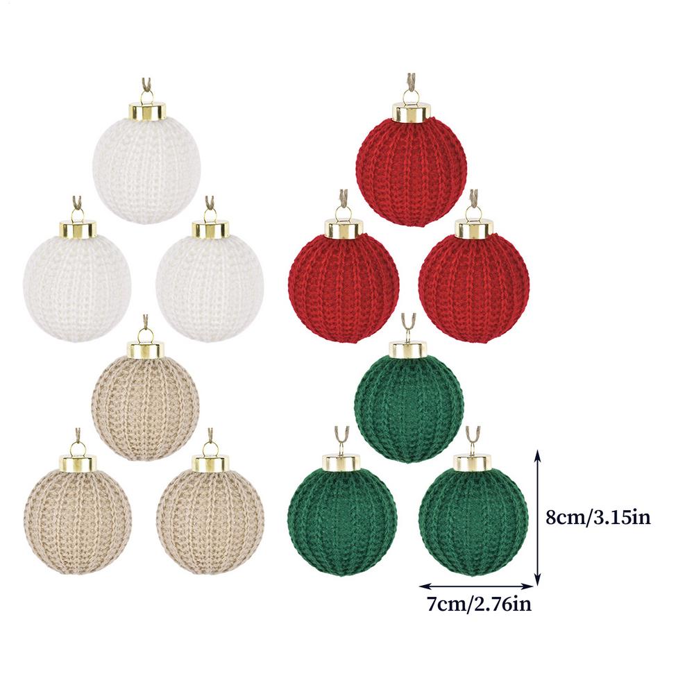 Handmade Crochet Christmas Ornaments 7cm Xmas Tree Hanging Decorations Knitted Holiday Baubles For Christmas Tree Decoration 7cm