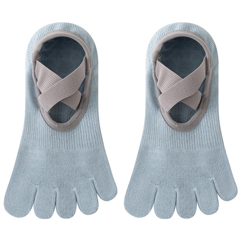 Non Slip Five Toe Yoga Socks For Women Breathable Strapped Pilates Socks Anti-skid Barre Fitness Workout Socks