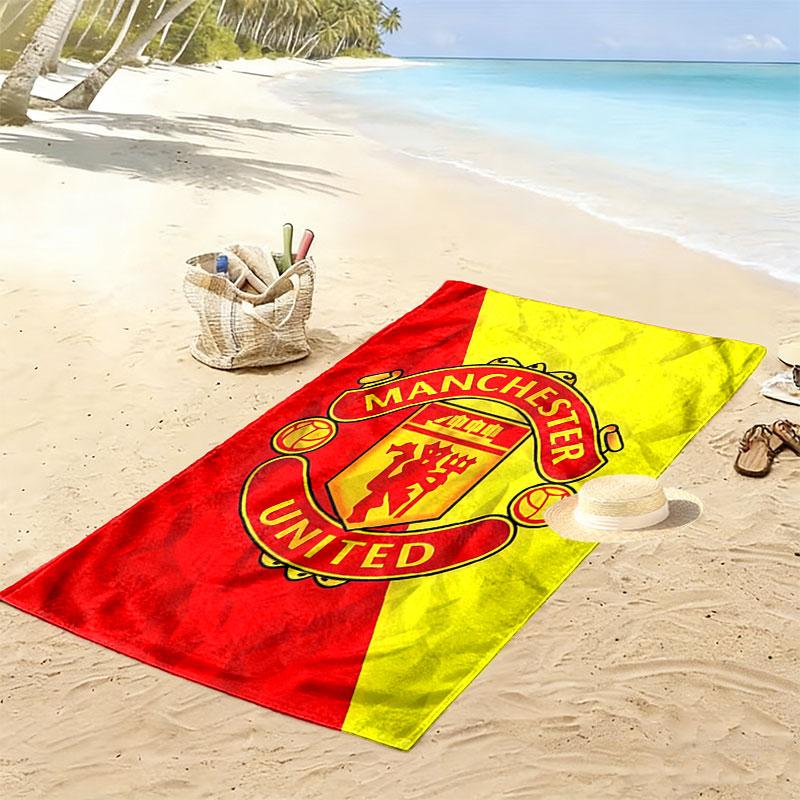 Round MUFC Rug Print Beach Towel, Large Soft Quick Dry Towel for Beach Camping Swimming