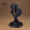 Fluid Skull Art Piece Integrated Molding Process Figure, 3D Printed Double Ornament, Abstract Sculpture Statue, Dark Style Decoration for Living Room