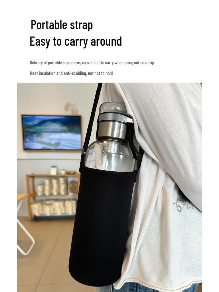 Durable High Borosilicate Glass Water Bottle with Tea Infuser – Large Capacity, Drop-Proof, High-Temperature Resistant