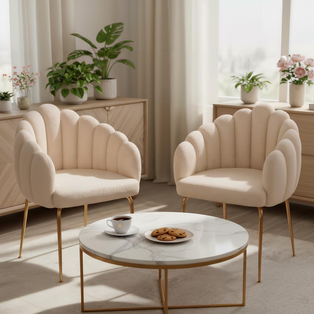 Fogia Upholstered Chair Elegant Glamour Lamb Boucle Teddy Jumihome