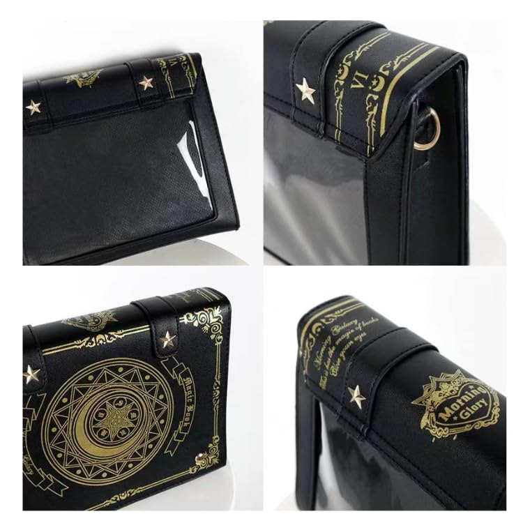 [komakusa] Ita Bag, Small, Grimoire, Transparent Window, Shoulder Bag, Mini Bag, Acrylic Stand, Tin Badge Storage, PU Leather, Comiket, Women's,