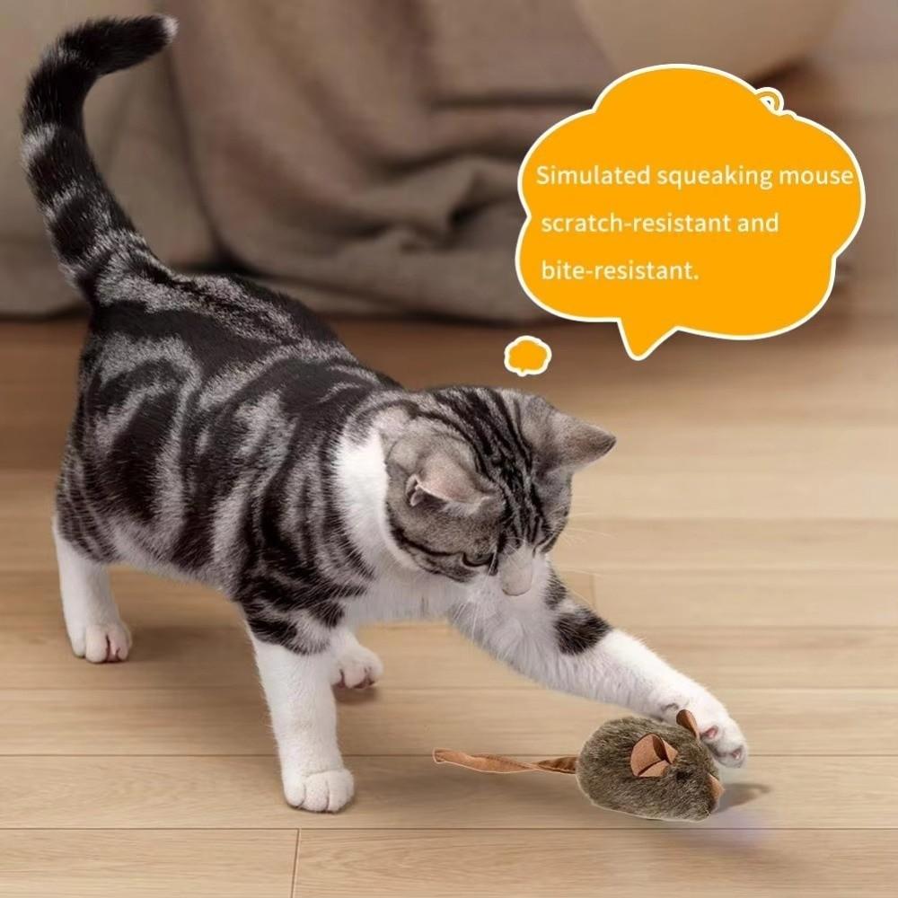 2PCS Bite-resistant Simulation Mouse Toy Automatic Squeaky Cat Teaser Wand Cat Exercise