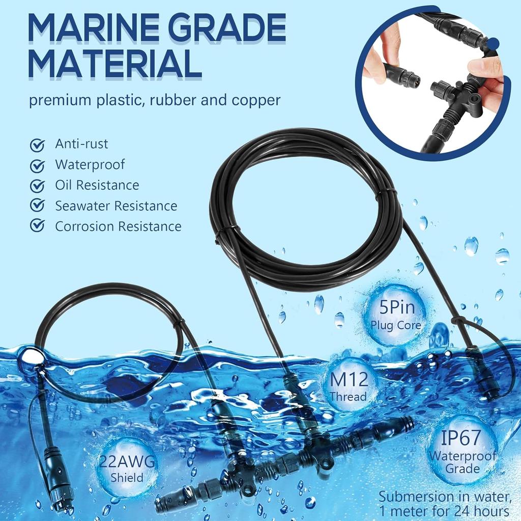 124-69 NMEA Network Starter Kit,NMEA 2000 Node Terminators, NMEA2000 Connection with T Connector Replace OEM 124-69