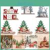 Exquisite Wooden Christmas Decoration Desktop Sign Featuring Reindeer Santa Claus And Snowman