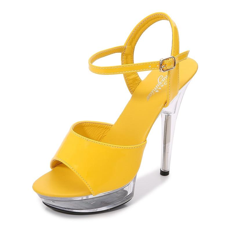 Woman Transparent Super High Heel Summer Female Waterproof Fish Mouth Shoes Fairy Thin Heel Sandals 15cm heel 5cm Platform LFD