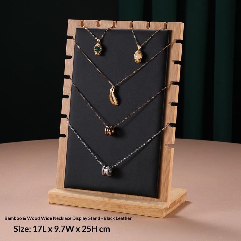 Bamboo and Wood Necklace Display Stand, Pendant Stand, L-shaped Vertical Jewelry Stand, Removable Jewelry Display Board, Jewelry Display Props