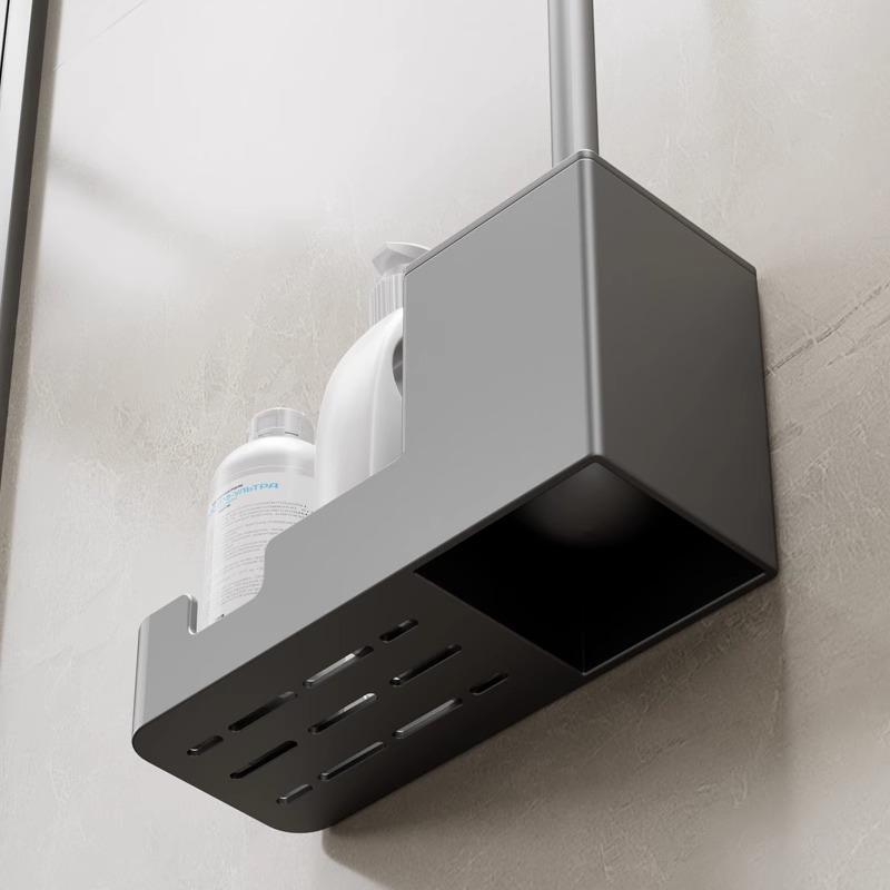 Space Aluminum Wall-Mounted Toilet Brush Set - No Dead Angle, Punch-Free Cleaning Solution