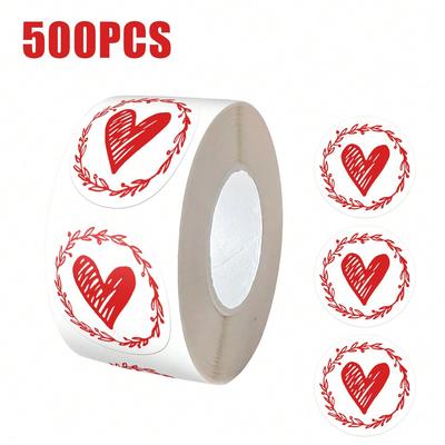 Self-sealing Roll-shaped Circular Valentine's Day Heart Gift Art Decoration Rollable Adhesive Sticker