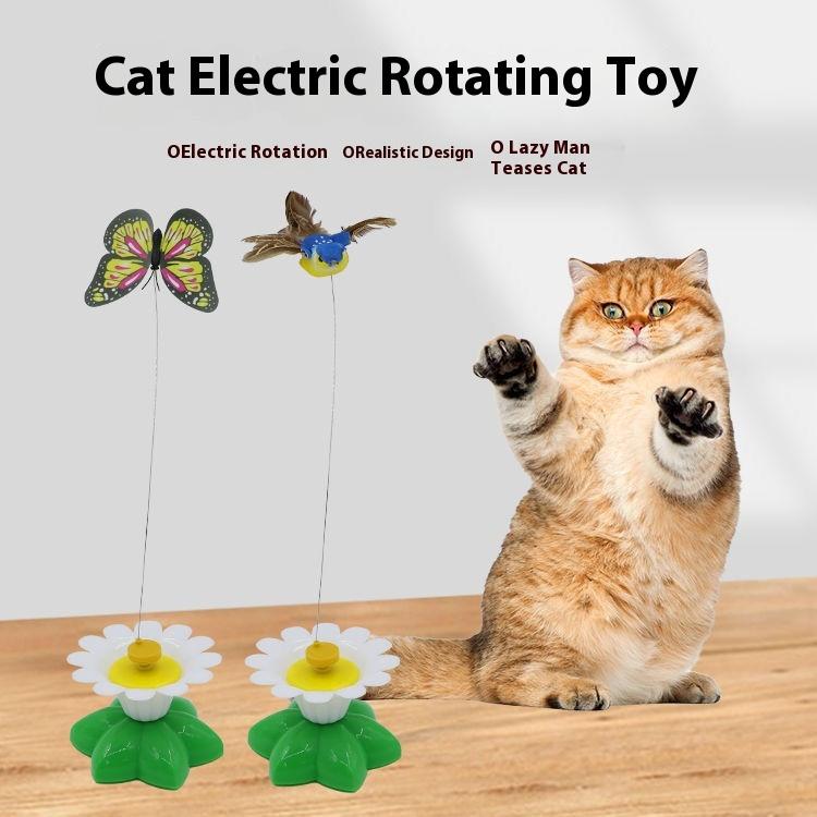 Cat, self-hi electric bird toy cat teaser rotating cat automatic flying hummingbird butterfly cat simulation