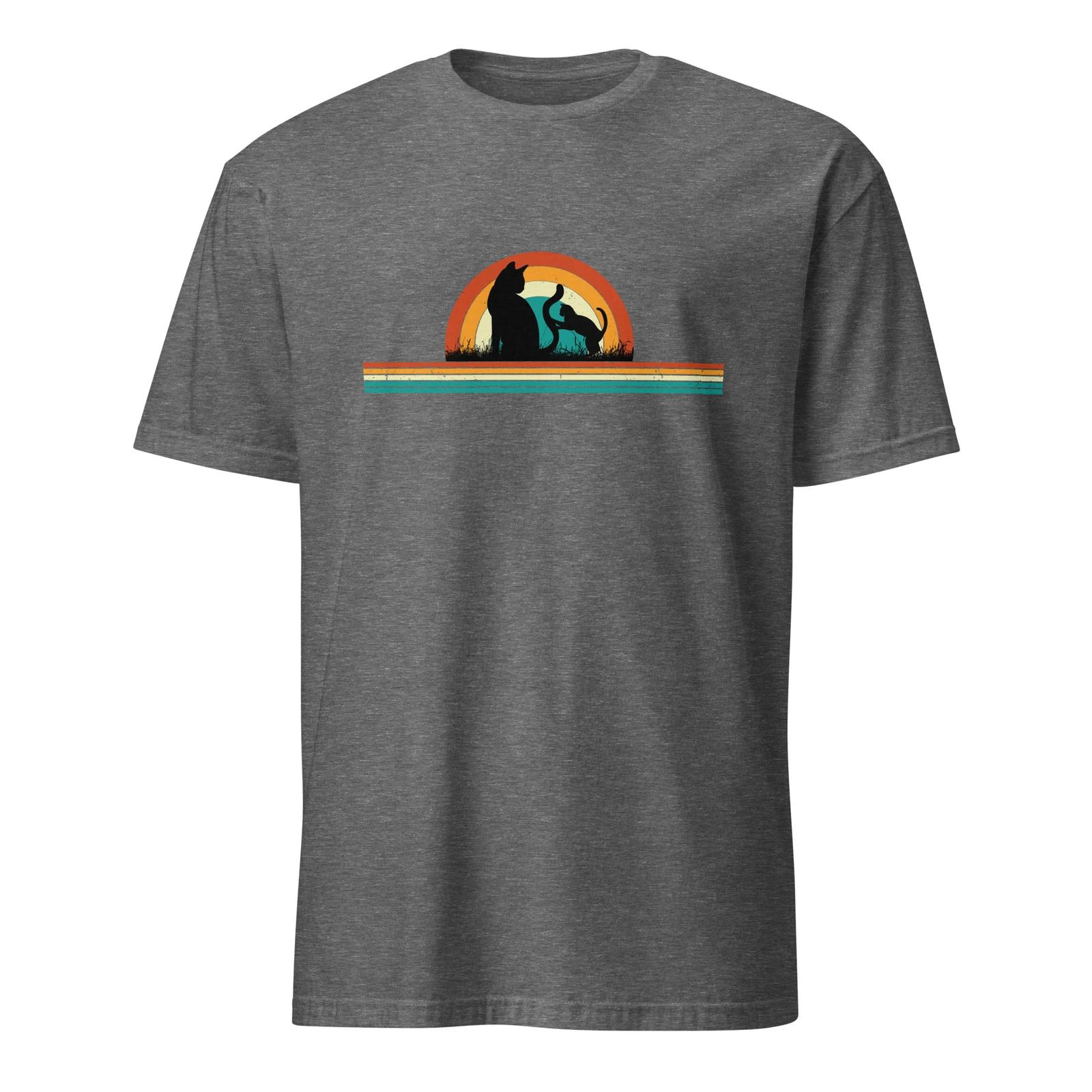 Sunset Cat Unisex T-Shirt, retro kitty pussycat pet animal vintage feline XXXXL