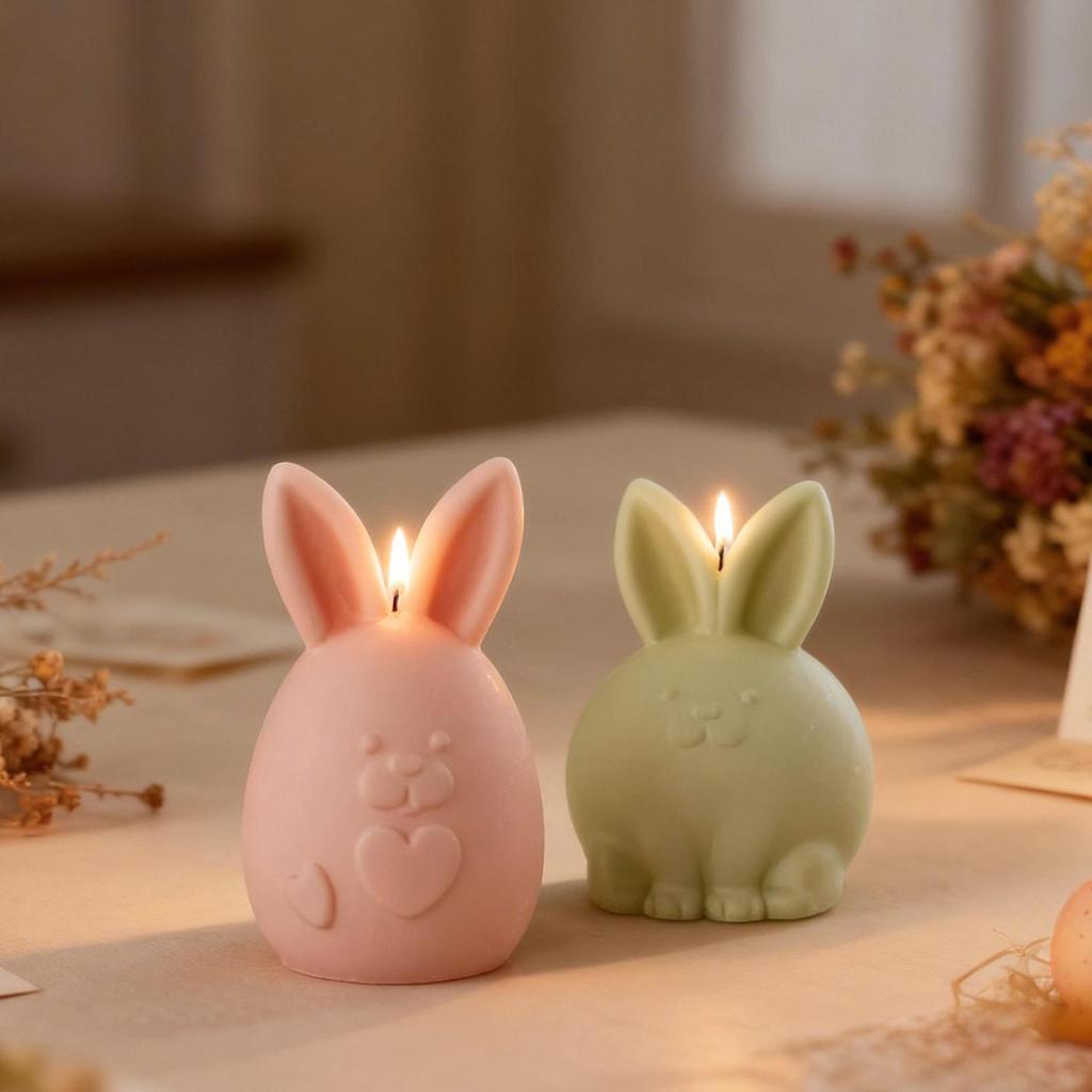 DIY Easter Cute Fat Little Bunny Mold Aromatherapy Candle Rabbit Shaped Gypsum Mold Easter Bunny Candle Casting Mold