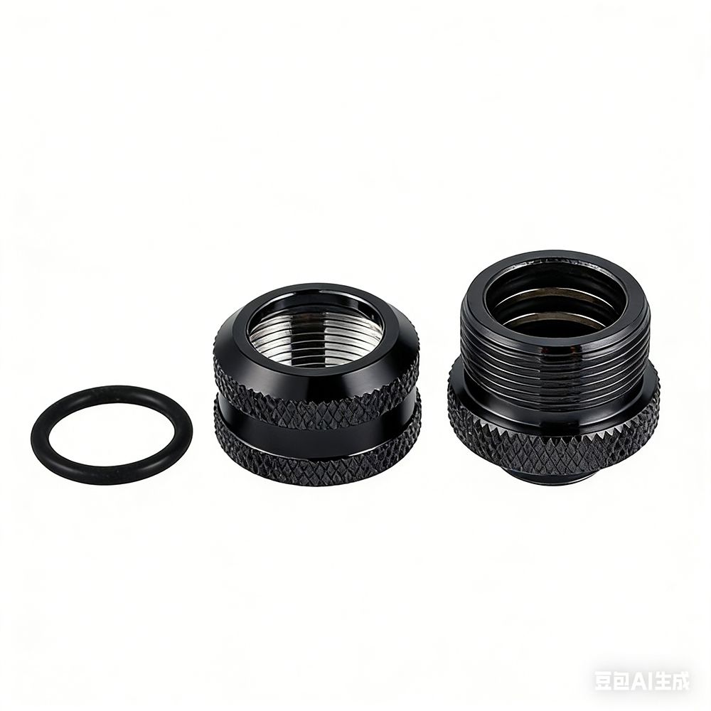 2PCS Quick Tightening G1/4 Compression Fitting OD 14MM Silver/Black Extender Connector Hard Tube Fitting Computer Water Cooling