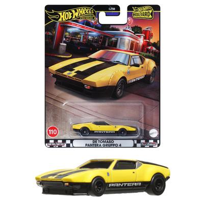 Hot Wheels Boulevard De Tomaso Pantera Gruppo 4, Fahrzeug, Spielzeug-Miniauto, ab 3 Jahren, gelb, HRT75
